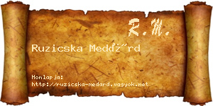 Ruzicska Medárd névjegykártya
